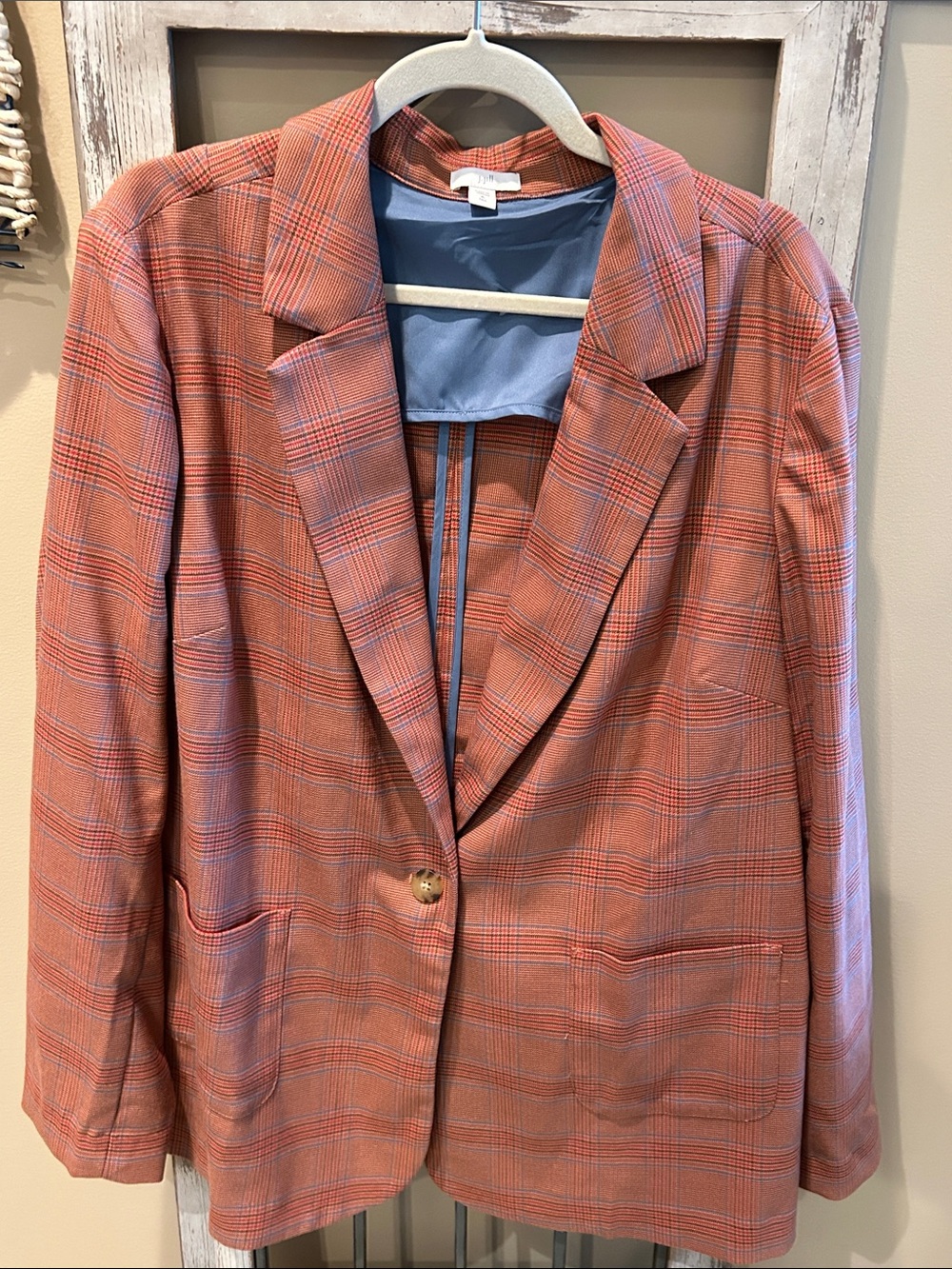 J. Jill Rust Plaid Single-Button Blazer